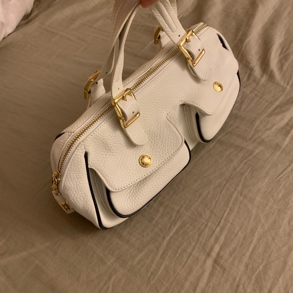 Dkny Bags Dkny White Leather Tote Bag With Navy Piping Poshmark